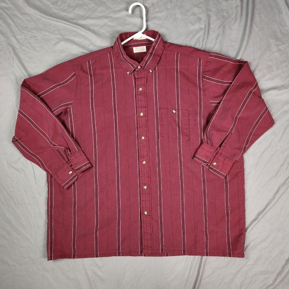 VTG SOVEREIGN Men's Striped Square Bottom Button Front Twill Shirt Size 2XL USA